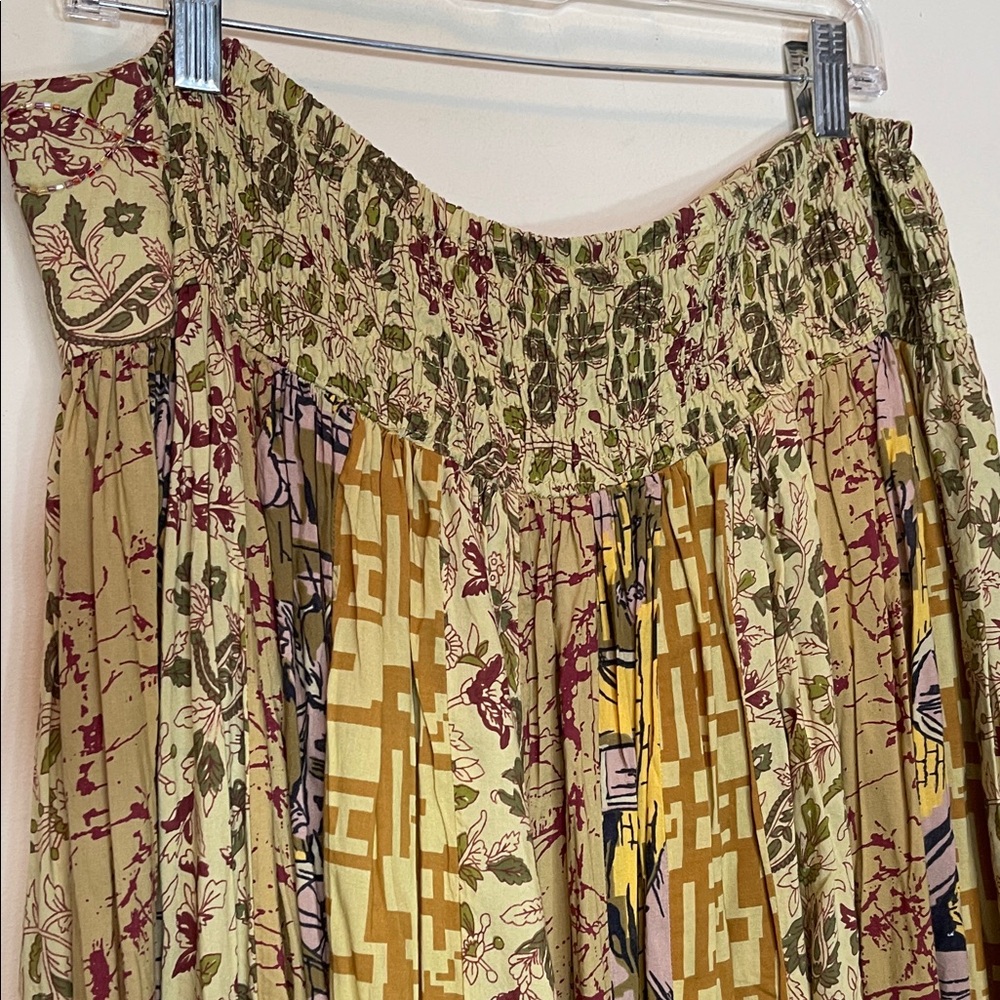 Soft Surroundings Gold Patterned Full A-Line Maxi… - image 3
